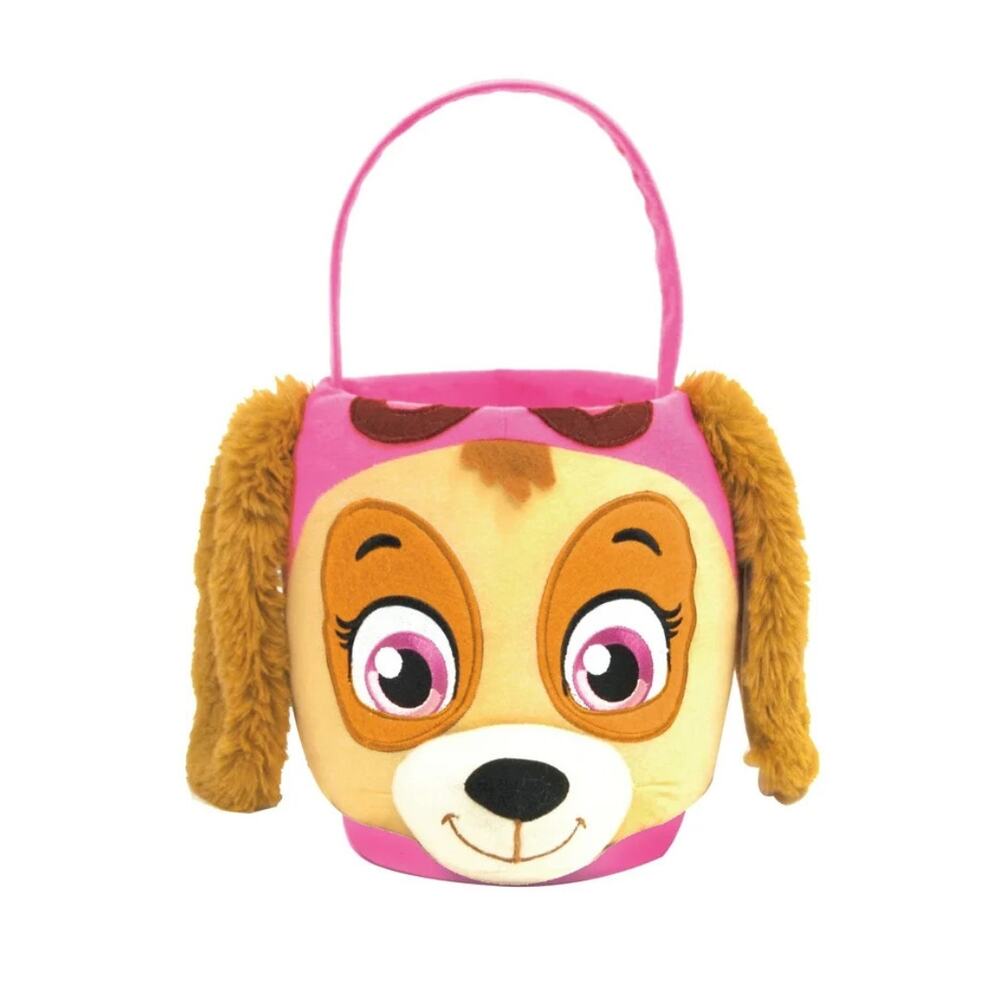 Plush Dog Character Basket - Pink and Brown